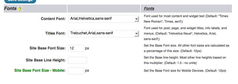 weaver admin Font options