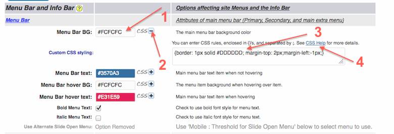 weaver Menu settings