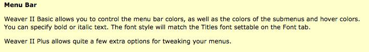 weaver menu help