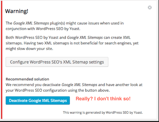 SEO XML Sitemap Warning